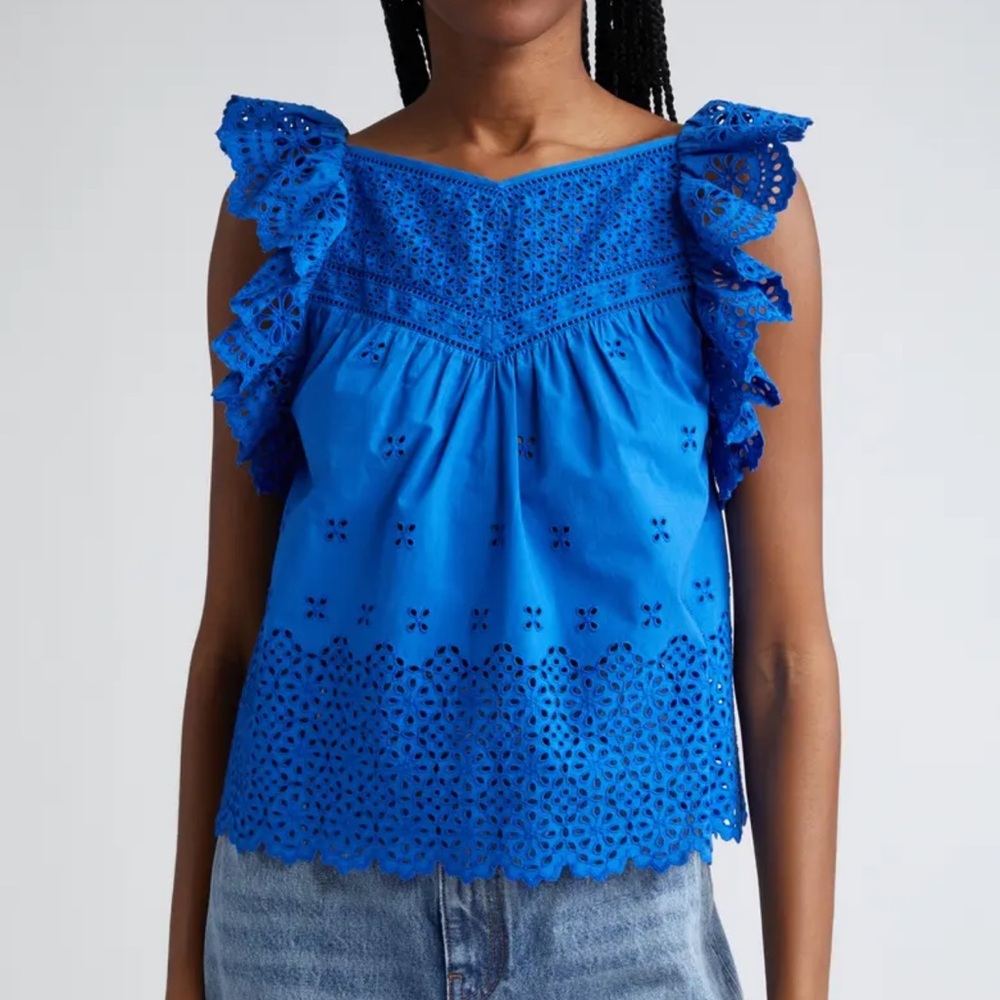 Ulla Johnson Leona Cotton Eyelet Sleeveless Top Size 0